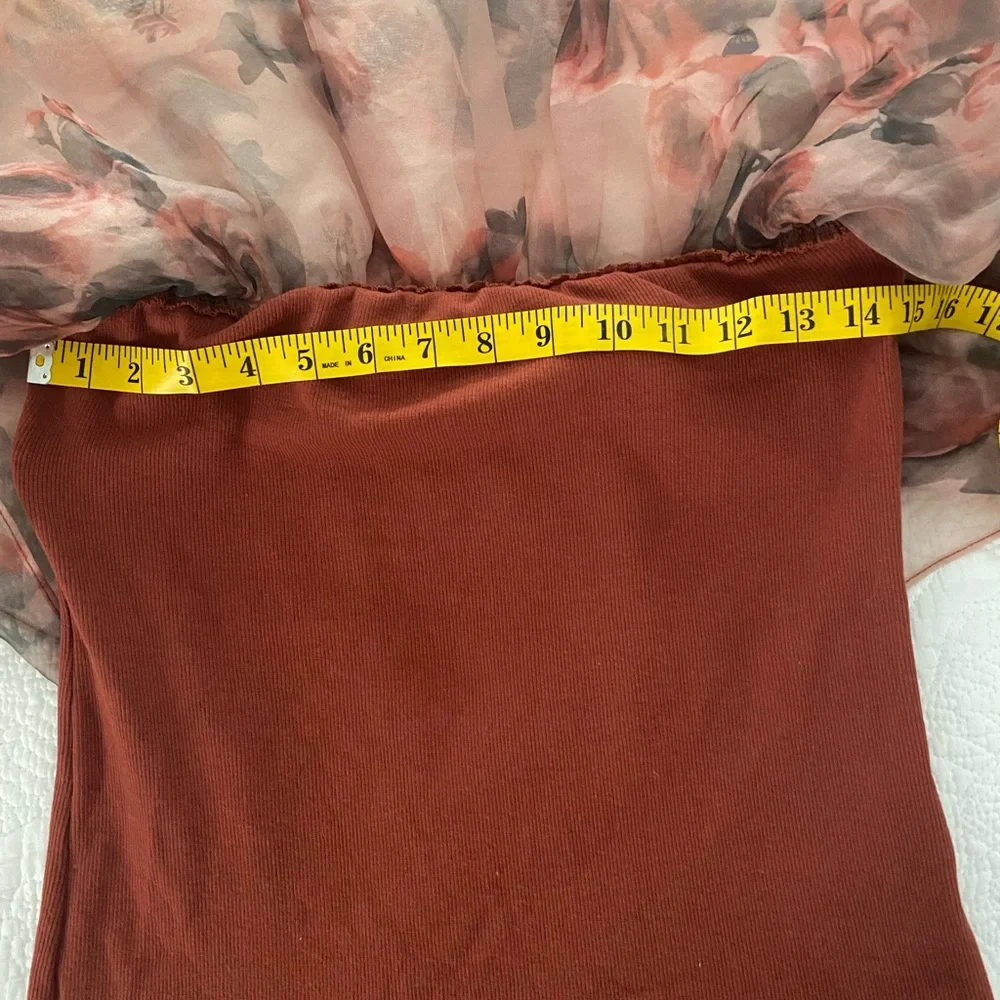 DOLAN Tiered Organza Floral Ruffle Blouse Top  Medium - Picture 7 of 10